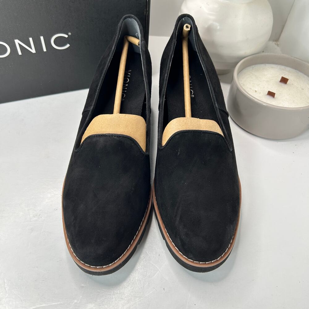 Vionic Willa Wedge Loafers Suede Slip On Black Women's 9 NWB Career Minimalist - Picture 5 of 12